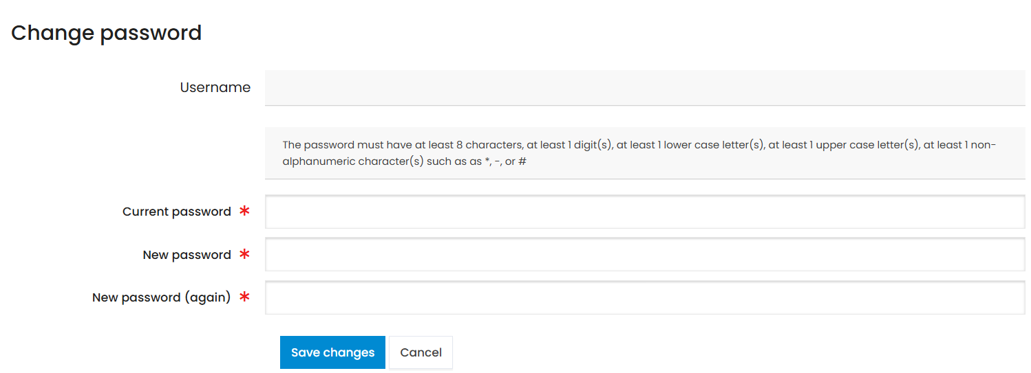 Change password form